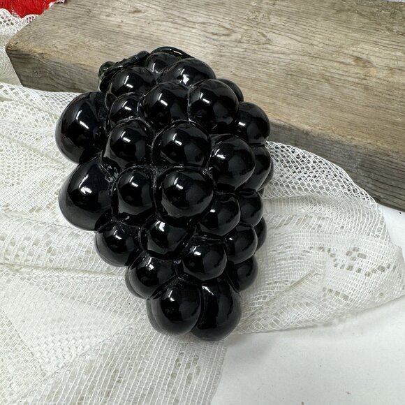 Vintage Black Glass Grape Cluster Figurine - Picture 2 of 7